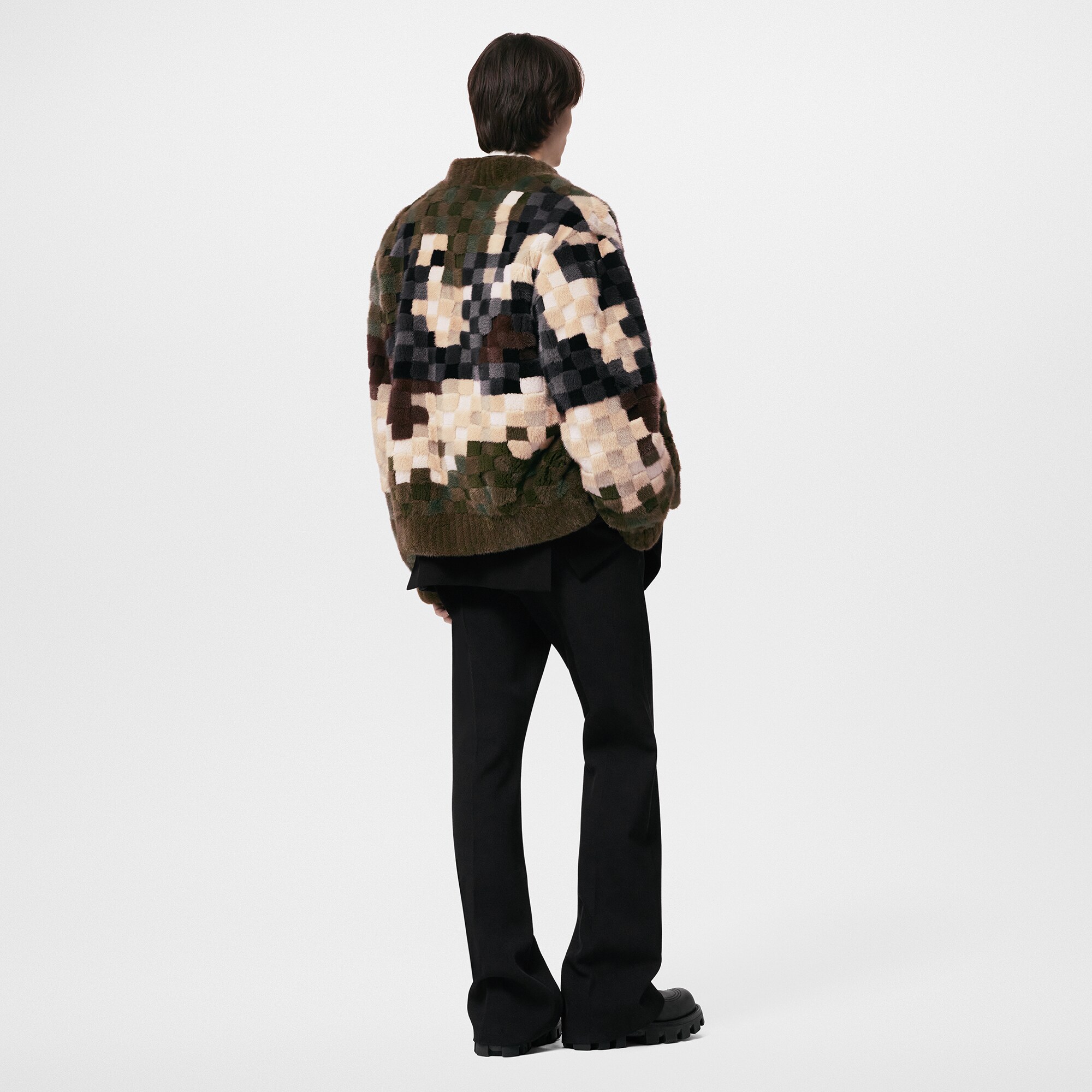 Blouson aus Pelz mit Damier-Motiv und Intarsien - Ready to Wear